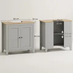 kleankin Under Sink Cabinet, Bathroom Sink Cabinet with 2 Doors, Pedestal Under Sink Design, Freestanding Bathroom Cupboard with Adjustable Shelf, Grey - 3