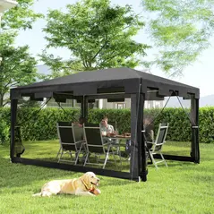 Outsunny 4 x 3 m Party Tent Wedding Gazebo Outdoor Waterproof PE Canopy Shade with Panel - 2