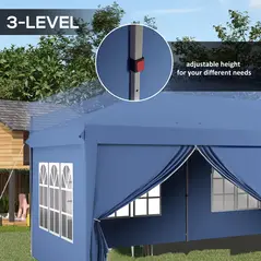 Outsunny 3 x 6m Pop-Up Gazebo, with Curtain Walls and Windows - Blue - 7