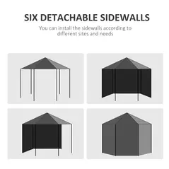 Outsunny 4 m Party Tent Wedding Gazebo Outdoor Waterproof PE Canopy Shade with 6 Removable Side Walls - 7