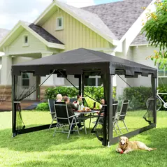 Outsunny 4 x 3 m Party Tent Wedding Gazebo Outdoor Waterproof PE Canopy Shade with Panel - 7