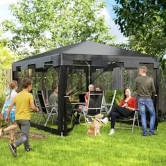 Outsunny 4 x 3 m Party Tent Wedding Gazebo Outdoor Waterproof PE Canopy Shade with Panel - 8