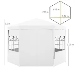 Outsunny 4 m Party Tent Wedding Gazebo Outdoor Waterproof PE Canopy Shade with 6 Removable Side Walls - 3