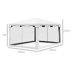 Outsunny 4 x 3 m Party Tent Wedding Gazebo Outdoor Waterproof PE Canopy Shade with Panel - 3