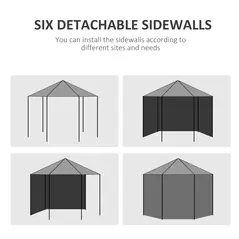 Outsunny 4 m Party Tent Wedding Gazebo Outdoor Waterproof PE Canopy Shade with 6 Removable Side Walls - 7