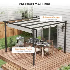 Outsunny 3 x 3(m) Aluminium Pergola Canopy Gazebo Awning Outdoor Garden Sun Shade Shelter Marquee Party BBQ, Light Grey - 5