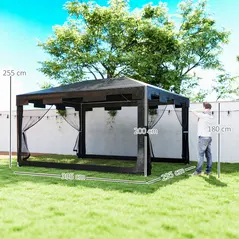 Outsunny 4 x 3 m Party Tent Wedding Gazebo Outdoor Waterproof PE Canopy Shade with Panel - 3