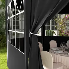 Outsunny 4 m Party Tent Wedding Gazebo Outdoor Waterproof PE Canopy Shade with 6 Removable Side Walls - 9