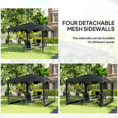Outsunny 4 x 3 m Party Tent Wedding Gazebo Outdoor Waterproof PE Canopy Shade with Panel - 4