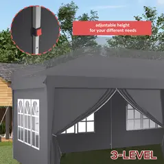 Outsunny Outsunny 3 x 6 m Garden Pop Up Gazebo, Wedding Party Tent Marquee, Water Resistant Awning Canopy with Sidewalls, Windows, Carry Bag, Grey - 7