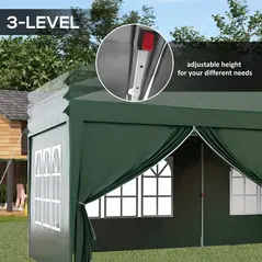 Outsunny 3 x 6m Pop-Up Gazebo, with Curtain Walls and Windows - Dark Green - 7