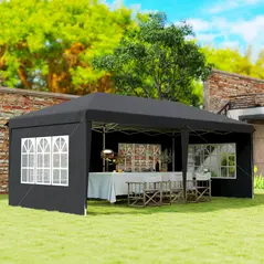 Outsunny 3 x 6m Pop-Up Gazebo, with Removable Walls - Black - 9