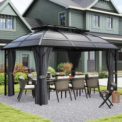 Outsunny 4 x 3m Aluminium Frame Hard Gazebo, with Accessories - Black - 2