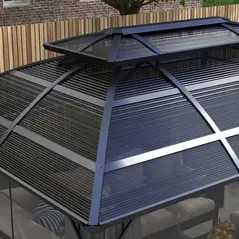 Outsunny 4 x 3m Aluminium Frame Hard Gazebo, with Accessories - Black - 9