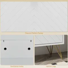 HOMCOM 12 Shoe Storage Cabinet, with Chevron Indents and Gold Tone Accents - White - 8
