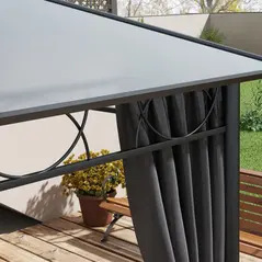 Outsunny Hardtop Gazebo Garden Pavilion with UV Resistant Polycarbonate Roof, Curtains, Steel & Aluminium Frame, 3 x 4m, Grey - 8