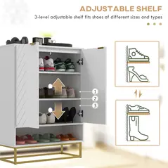 HOMCOM Shoe Storage Cabinet, Modern Shoe Cupboard with Open Shelf, Adjustable Shelf, 6 Vents, Shoe Rack for 12 Pairs of Shoes - 5