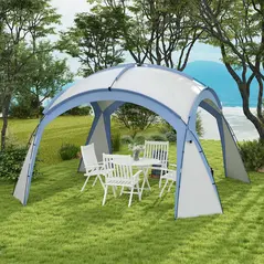Outsunny 3.5 x 3.5M Camping Gazebo, Outdoor Event Shelter Dome Tent Garden Sun Shelter Patio Spire Arc Pavilion Camp Sun Shade Tent for 6-8 Person, Light Blue - 2