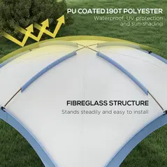 Outsunny 3.5 x 3.5M Camping Gazebo, Outdoor Event Shelter Dome Tent Garden Sun Shelter Patio Spire Arc Pavilion Camp Sun Shade Tent for 6-8 Person, Light Blue - 4