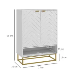 HOMCOM Shoe Storage Cabinet, Modern Shoe Cupboard with Open Shelf, Adjustable Shelf, 6 Vents, Shoe Rack for 12 Pairs of Shoes - 3
