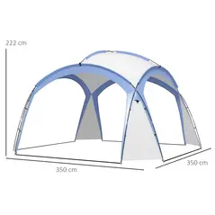 Outsunny 3.5 x 3.5M Camping Gazebo, Outdoor Event Shelter Dome Tent Garden Sun Shelter Patio Spire Arc Pavilion Camp Sun Shade Tent for 6-8 Person, Light Blue - 3