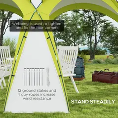 Outsunny 3.5 x 3.5M Camping Gazebo, Outdoor Event Shelter Dome Tent Garden Sun Shelter Patio Spire Arc Pavilion Camp Sun Shade Tent for 6-8 Person, Green - 7