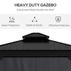 Outsunny 3.65 x 3m Aluminium Hardtop Gazebo, with Accessories - Dark Grey - 4