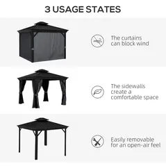Outsunny 3.65 x 3m Aluminium Hardtop Gazebo, with Accessories - Dark Grey - 8
