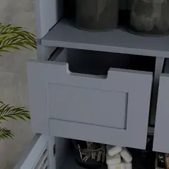 kleankin Three-Part Bathroom Storage Unit, with Shelf, Drawers & Cupboard - Grey - 8