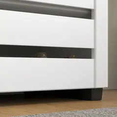 HOMCOM Narrow Shoe Cabinet for Entryway, 5-Tier Slim Shoe Storage Cabinet with 2 Slatted Doors and Adjustable Shelves - 9