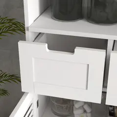 kleankin Three-Part Bathroom Storage Unit, with Shelf, Drawers & Cupboard - White - 8