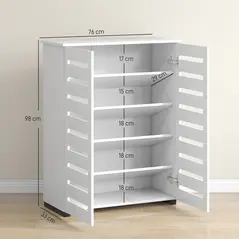 HOMCOM Narrow Shoe Cabinet for Entryway, 5-Tier Slim Shoe Storage Cabinet with 2 Slatted Doors and Adjustable Shelves - 3