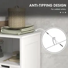 kleankin Three-Part Bathroom Storage Unit, with Shelf, Drawers & Cupboard - White - 7