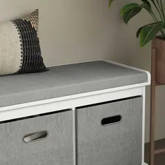 HOMCOM Three-Drawer Shoe Storage Bench, with Padded Top Seat - White - 7