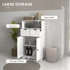 kleankin Three-Part Bathroom Storage Unit, with Shelf, Drawers & Cupboard - White - 4