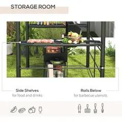 Outsunny 2.4 x 1.5m Outdoor Grill Gazebo with Side Shelves, PC Board Roof, Dark Grey - 5