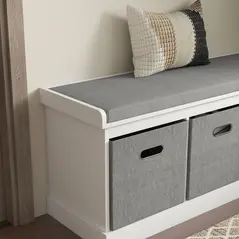 HOMCOM Three-Drawer Shoe Storage Bench, with Padded Top Seat - White - 8