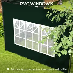 Outsunny Set of Two 3 x 3m Gazebo Frame Replacement Walls - Green - 6