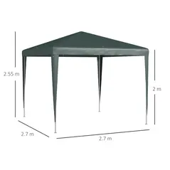 Outsunny 2.7m x 2.7m Garden Gazebo Marquee Party Tent Wedding Canopy Outdoor(Dark Green) - 3