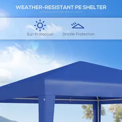 Outsunny 2.7m x 2.7m Garden Gazebo Marquee Party Tent Wedding Canopy Outdoor(Blue) - 4