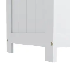 HOMCOM Storage Chest, Modern Storage Trunk with 2 Safety Hinges and Cut-out Handles, Wooden Toy Box for Living Room, Entryway, 76 x 40 x 48 cm, White - 9