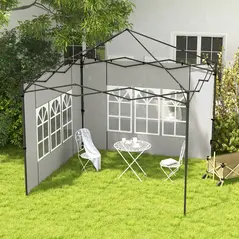 Outsunny Gazebo Side Panels, Sides Replacement with Window for 3x3(m) or 3x6m Gazebo Canopy, 2 Pack, White - 2