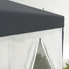 Outsunny 4M Hexagon Gazebo, Netting Party Tent, Patio Canopy Outdoor Event Shelter for Activities, Shade Resistant, Dark Grey - 9