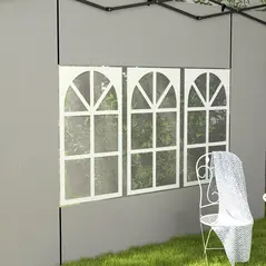 Outsunny Gazebo Side Panels, Sides Replacement with Window for 3x3(m) or 3x6m Gazebo Canopy, 2 Pack, White - 9