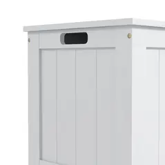 HOMCOM Storage Chest, Modern Storage Trunk with 2 Safety Hinges and Cut-out Handles, Wooden Toy Box for Living Room, Entryway, 76 x 40 x 48 cm, White - 8