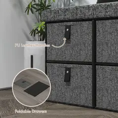 HOMCOM Six-Drawer Shoe Storage Bench, with Padded Top Seat - Dark Grey - 6