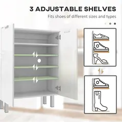 HOMCOM Five-Shelf Shoe Storage Cupboard - White - 4