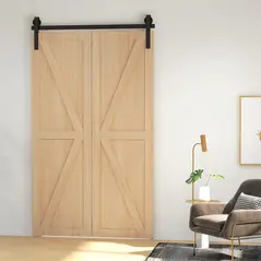 HOMCOM 4FT/122CM Bi-Folding Sliding Barn Door Hardware Track Kit, Heavy Duty Sliding Door Kit for 2 Doors with J Shape Hanger - 9
