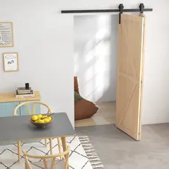 HOMCOM 5ft Bi-Folding Sliding Barn Door Hardware Kit - Black - 7