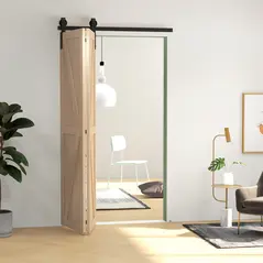 HOMCOM 4FT/122CM Bi-Folding Sliding Barn Door Hardware Track Kit, Heavy Duty Sliding Door Kit for 2 Doors with J Shape Hanger - 8